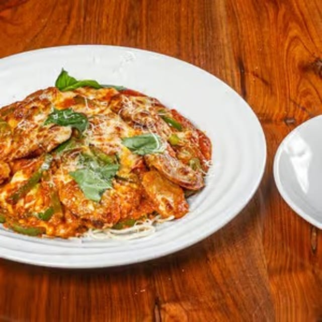Sausage Pepper Parmigiana.