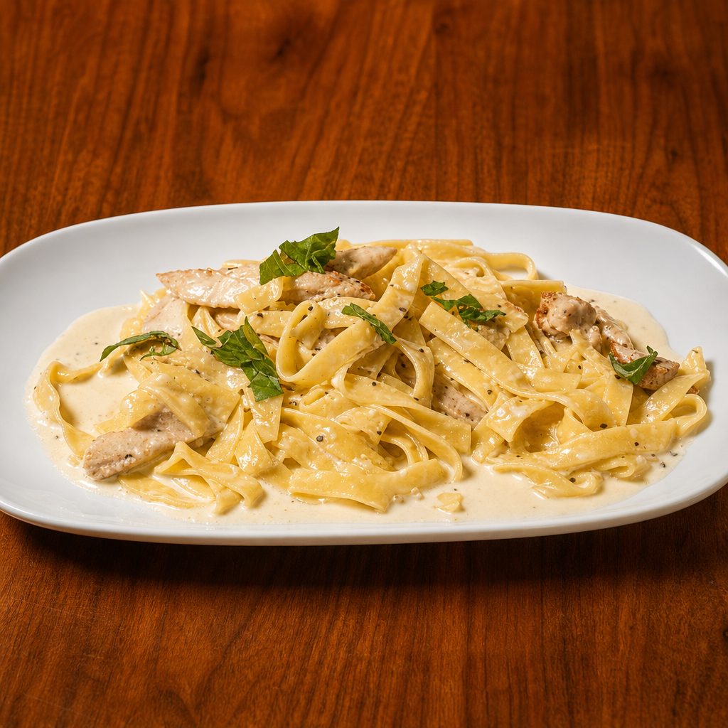 Fettuccine Chicken Alfredo.